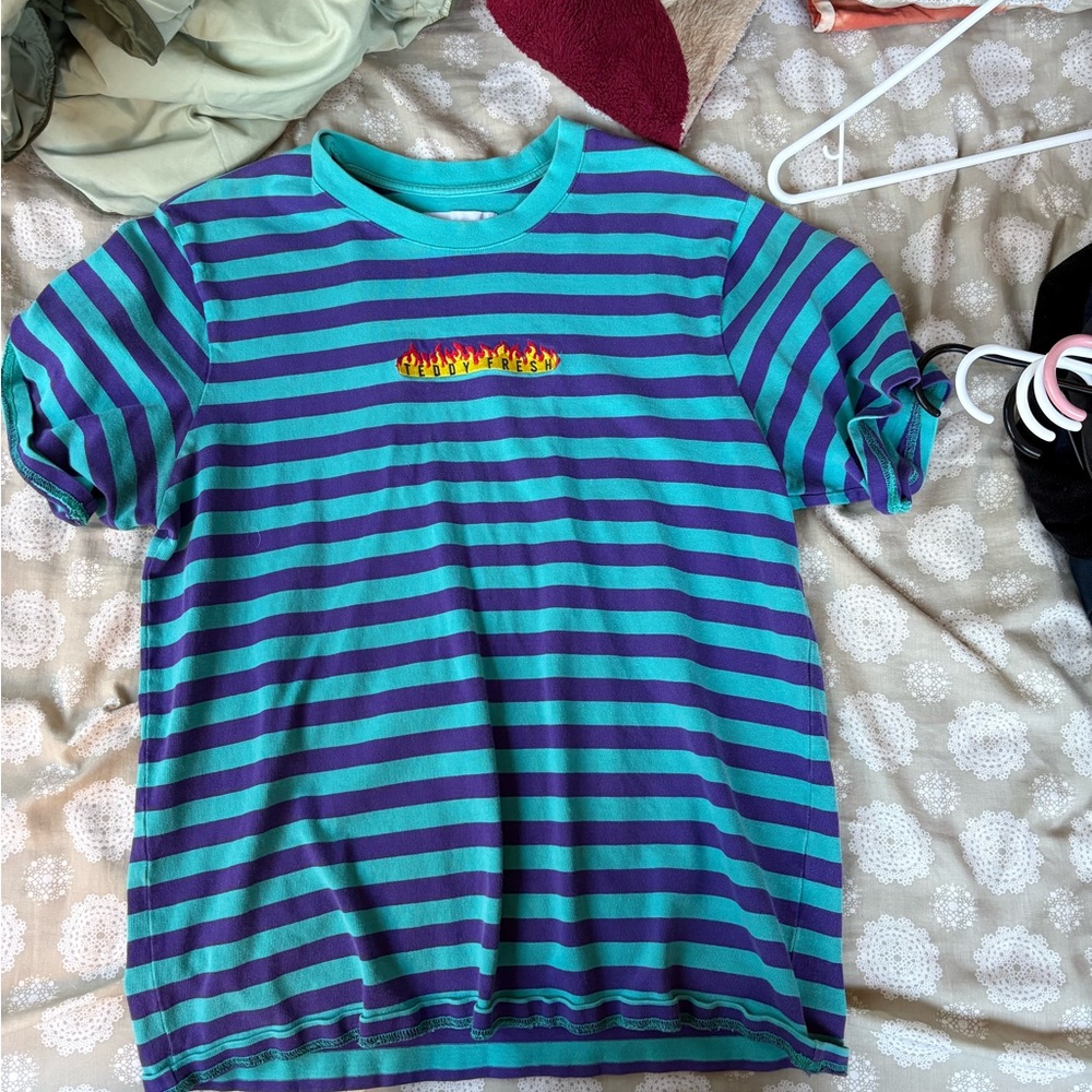 Teddy Fresh Blue and Purple Striped Short Sleeve Tee